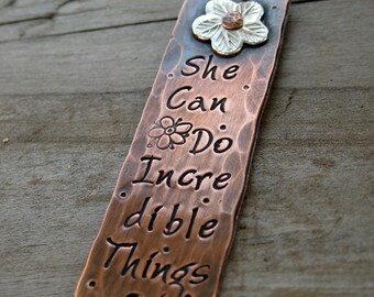 Inspirational. Personalized. Custom Key Ring. She Can Do Incredible Things.