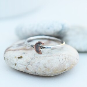 Tiny Crescent Moon Fine Silver Ring. Copper. Handcrafted Rings. Cindy's Art and Soul Jewelry 103131 image 8