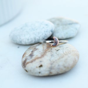 Tiny Crescent Moon Fine Silver Ring. Copper. Handcrafted Rings. Cindy's Art and Soul Jewelry 103131 image 4