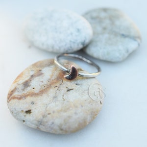 Tiny Crescent Moon Fine Silver Ring. Copper. Handcrafted Rings. Cindy's Art and Soul Jewelry 103131 image 5