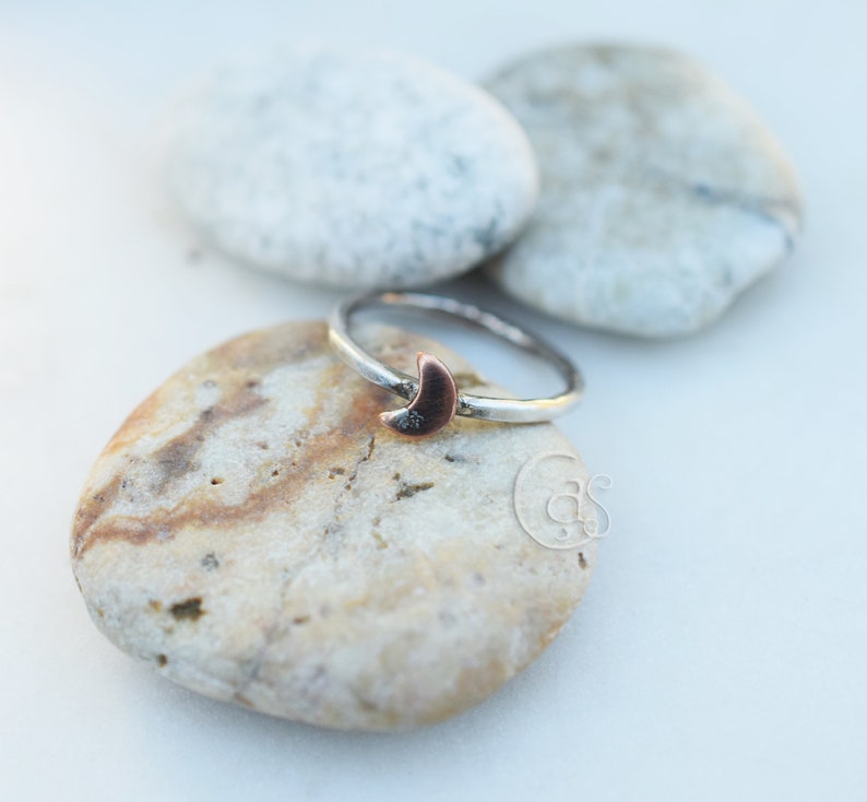 Tiny Crescent Moon Fine Silver Ring. Copper. Handcrafted Rings. Cindy's Art and Soul Jewelry 103131 image 5