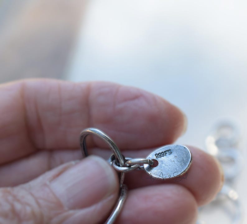 Handmade Fine Silver Chain Bracelet, Hammered Texture, Star Charm Bild 4