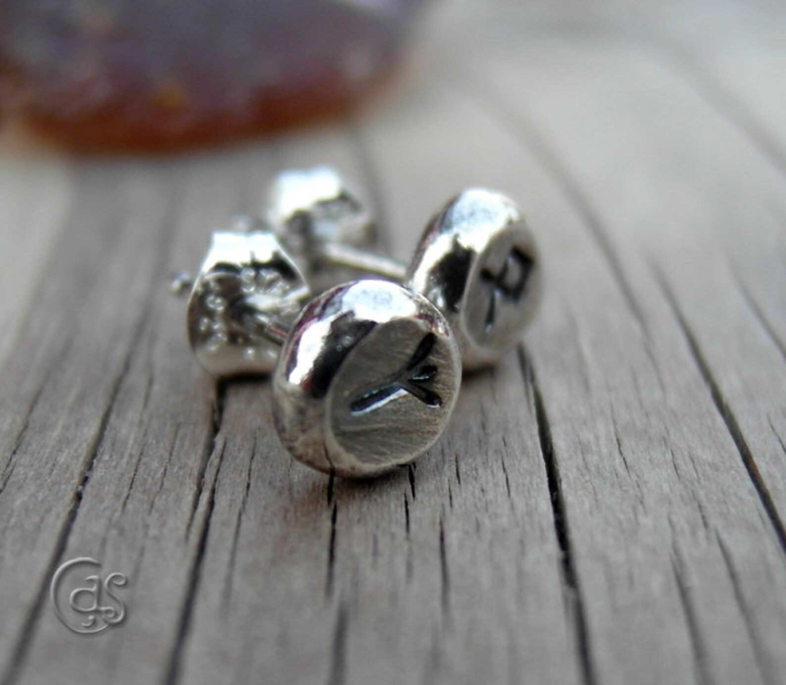 Custom Rune Earrings. Pair of Sterling Silver Post Studs. - Etsy