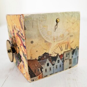 Original Art Collage - 3D Collage Cube - European Clocks