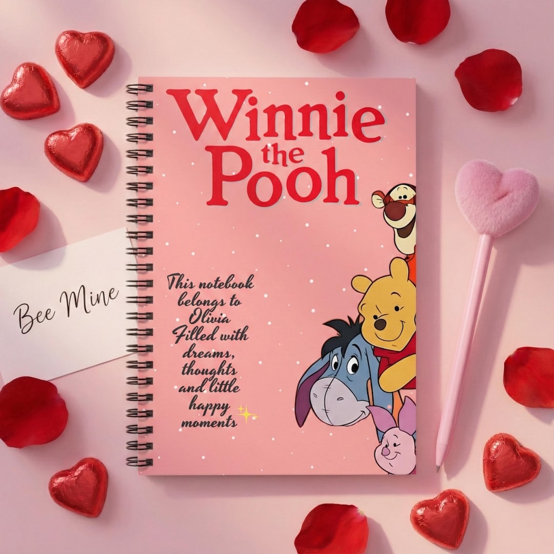 Personalized Winnie the Pooh Notebook, Custom Name Spiral Journal - Etsy