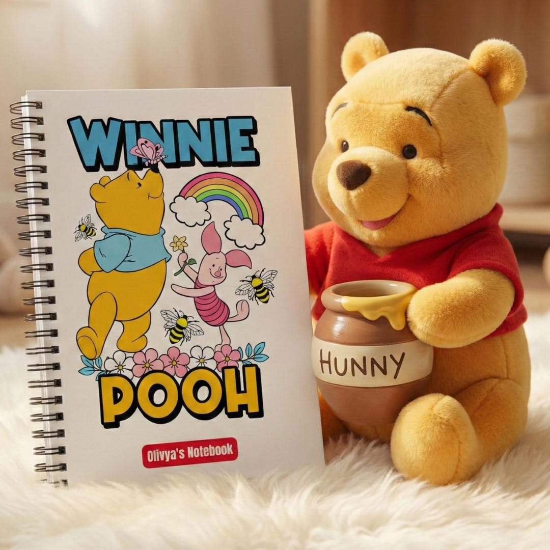 Winnie the Pooh Spiral Notebook, Back to School Stationery Gift - Etsy