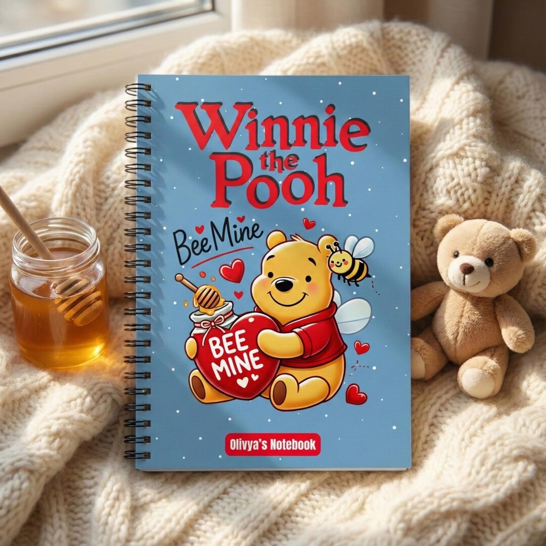 Custom Winnie the Pooh Spiral Notebook, Personalized Name Journal ...