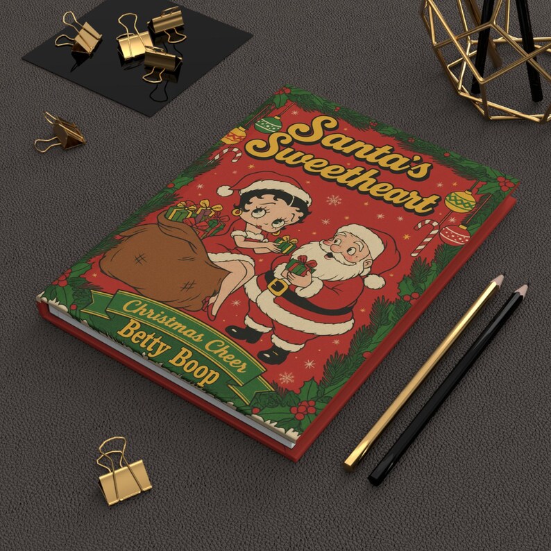 Santa's Sweetheart Betty Boop Hardcover Journal | Personalized Christmas Notebook image 7