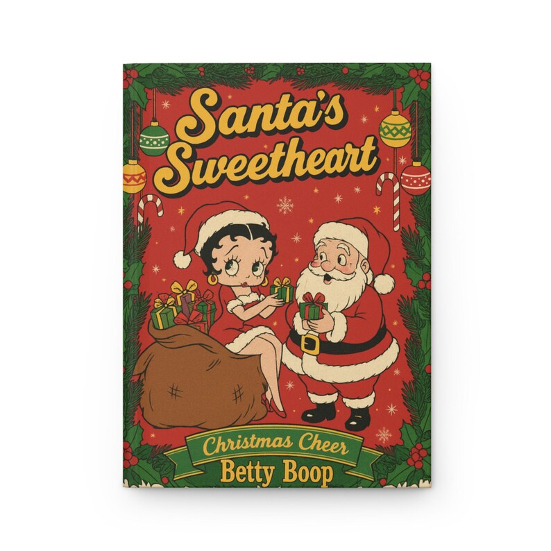 Santa's Sweetheart Betty Boop Hardcover Journal | Personalized Christmas Notebook image 8