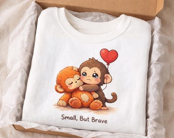 Sudadera con capucha de Baby Punch Monkey, pequeña pero valiente, regalo de rescate abandonado, cuello redondo de mono viral