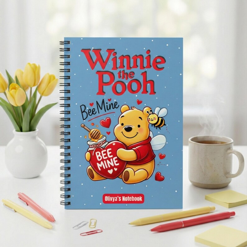 Custom Winnie the Pooh Spiral Notebook, Personalized Name Journal ...
