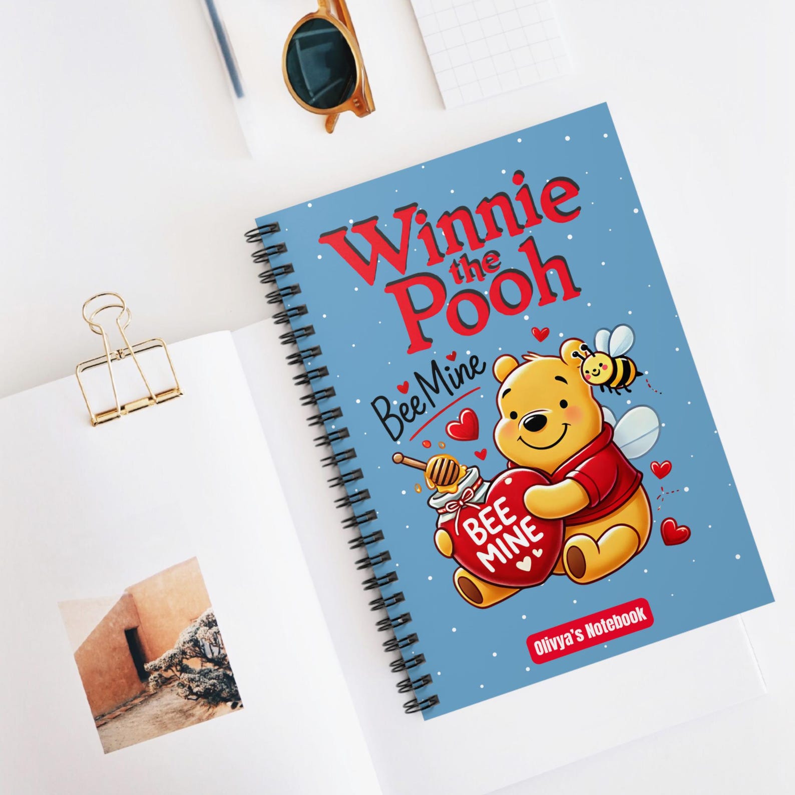 Custom Winnie the Pooh Spiral Notebook, Personalized Name Journal ...
