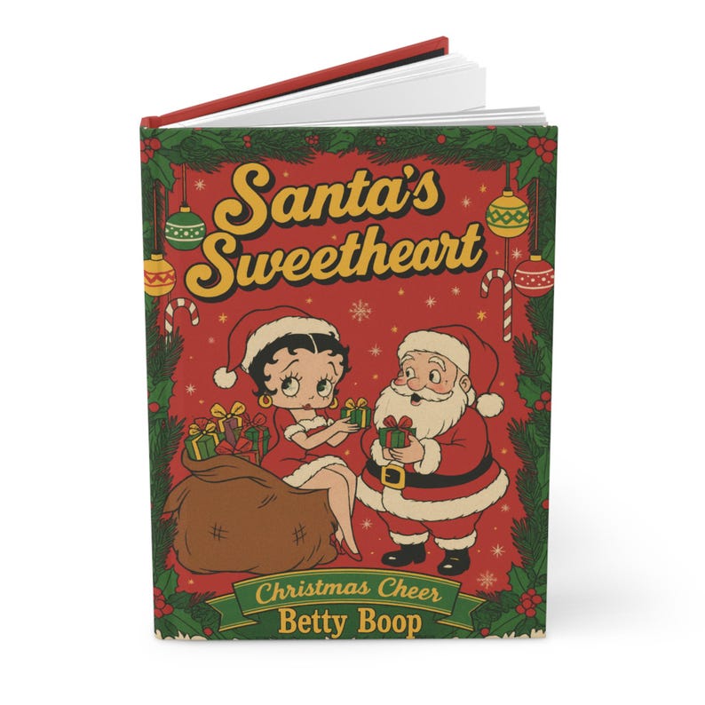 Santa's Sweetheart Betty Boop Hardcover Journal | Personalized Christmas Notebook image 9