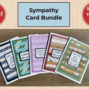 Lot de 5 cartes de sympathie, cartes de condoléances, carte de célébration de la vie, cartes pour funérailles, deuil, désolé pour votre perte, décès inattendu