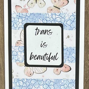 Trans is Beautiful Card, Transgender is Beautiful Card, Homemade Transgender Card, Trans Flag Colors Card, Trans Pride Card, Trans Love Card