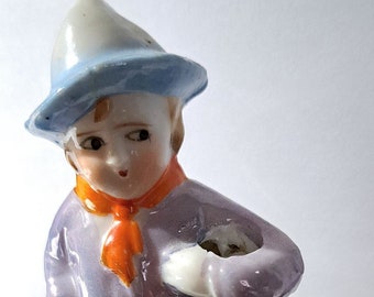 1940s Little Ceramic Painted Cowboy Toothbrush Holder