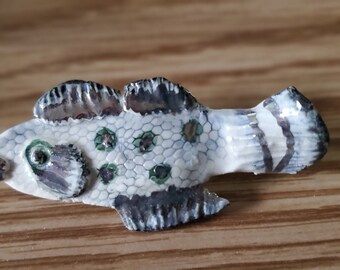 Handmade Ceramic and Enamel Fish Pin 1960s