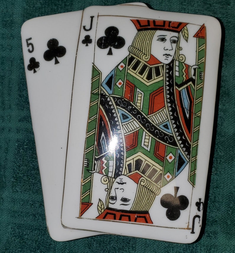 Vintage Porcelain Playing Cards Coaster Ashtray Set in Etsy