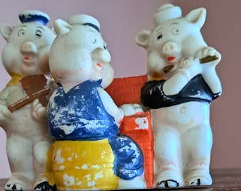 1930s Three Little Pigs Double Toothbrush Holder Walt Disney