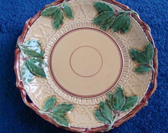 Majolica lace and Hollies leaves and Branch Decorative Plate