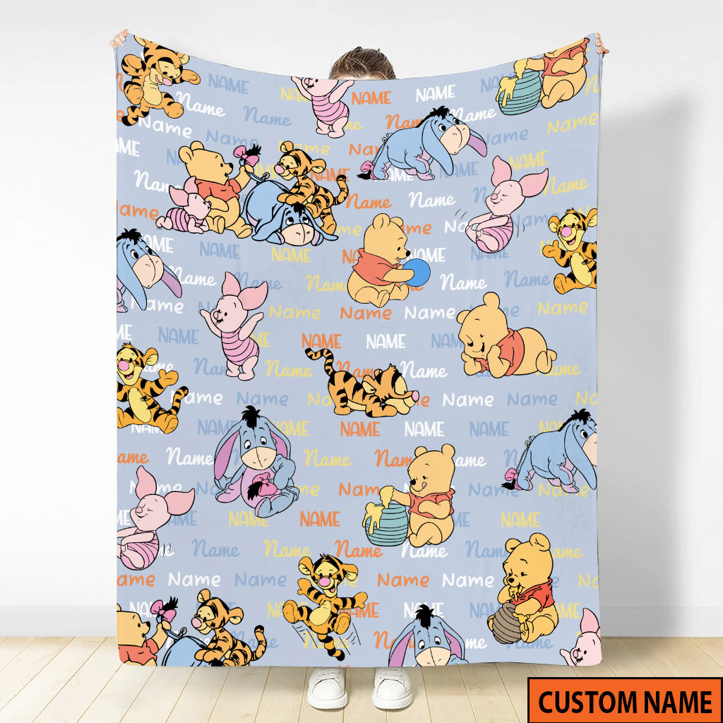 Discover Disney Pooh And Friends Blanket, Custom Name Pooh Bear Blanket