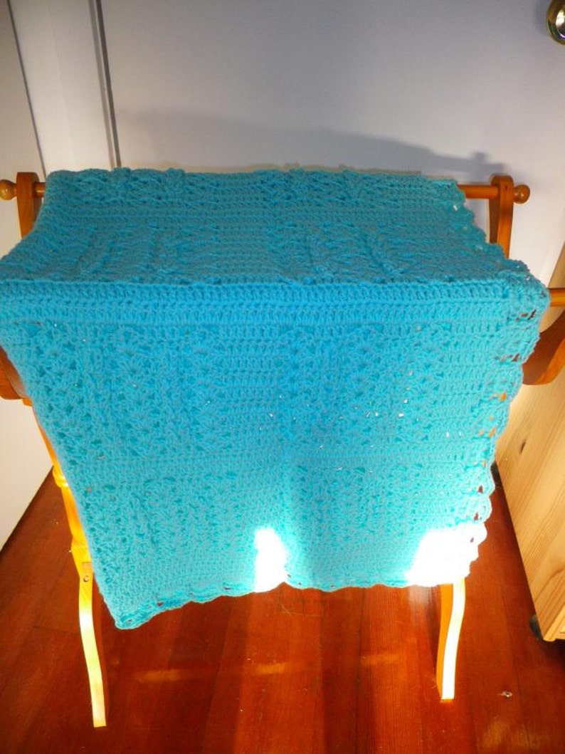 Popsicle Blue Crocheted Baby Afghan