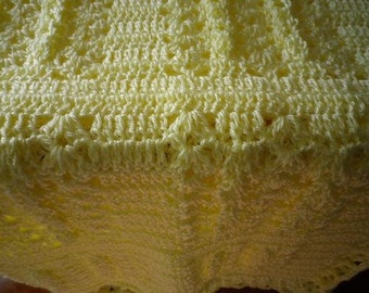 Soft Yellow Hand Crocheted Baby Afghan