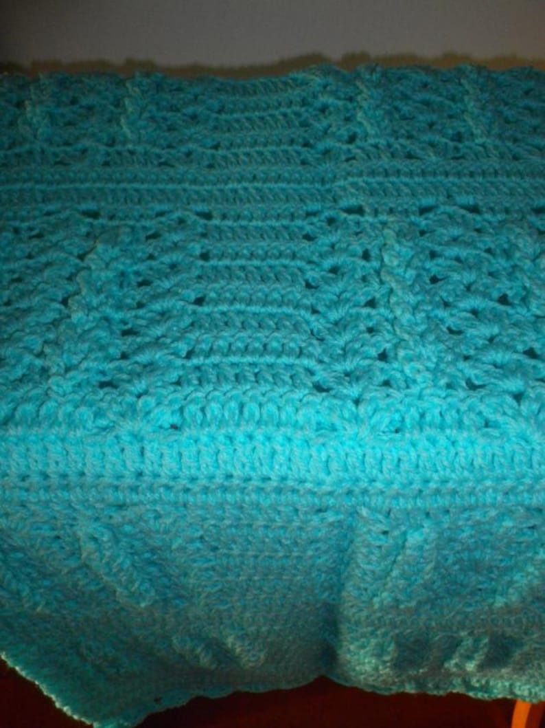 Popsicle Blue Crocheted Baby Afghan