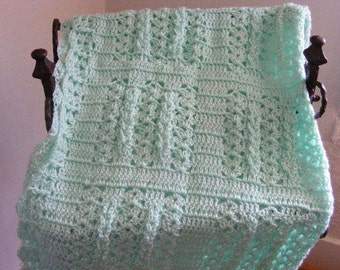 Mint Green Throw Blanket-Hand Crocheted Baby Blanket