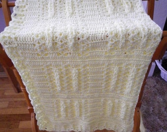 Antique White Hand Crocheted Baby Afghan