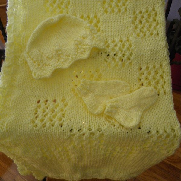 Hand Knit Blanket Etsy