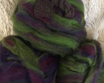 Violet Forest - appx. 8 ounces - Wool and Mohair Roving