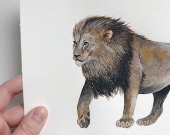 Mighty Lion - Original Gouache Painting