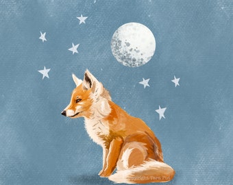 Night Fox - Art Print of a Sweet Little Fox