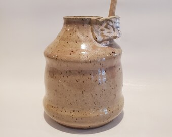 Bird Bottle Birdhouse for Outdoors in creamy pink stoneware pottery