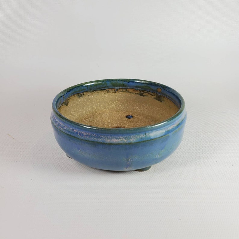 4.5 Handmade Bonsai Pot in blues stoneware pottery