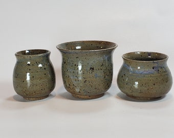 Trio of mini vessels in stoneware pottery