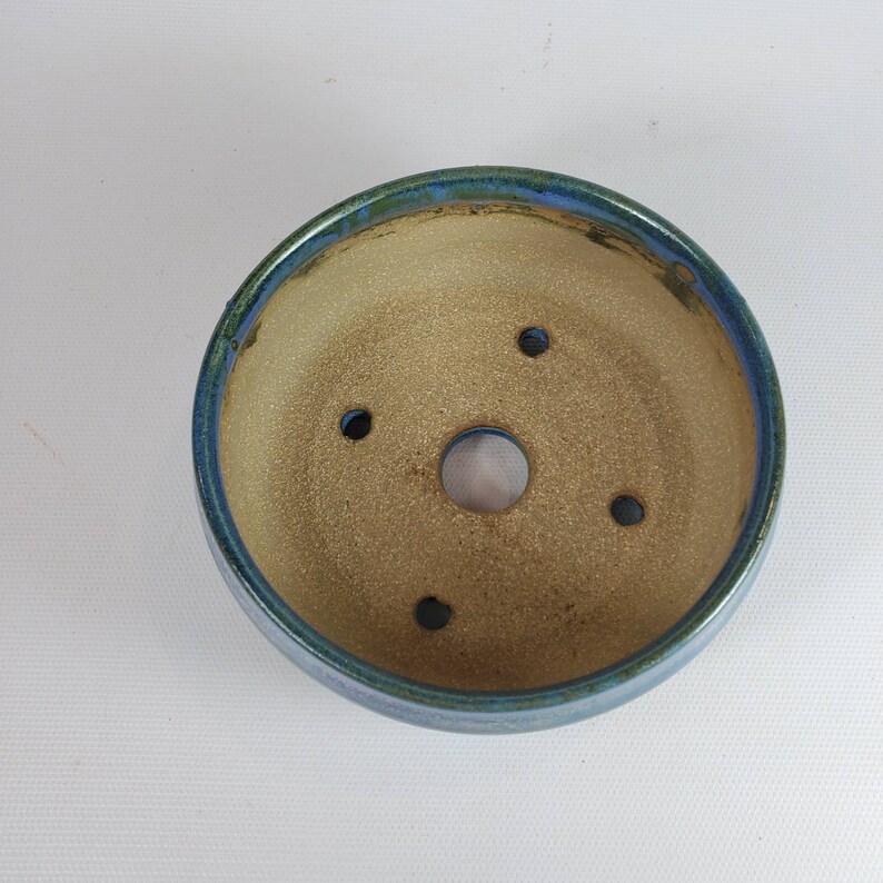 4.5 Handmade Bonsai Pot in blues stoneware pottery