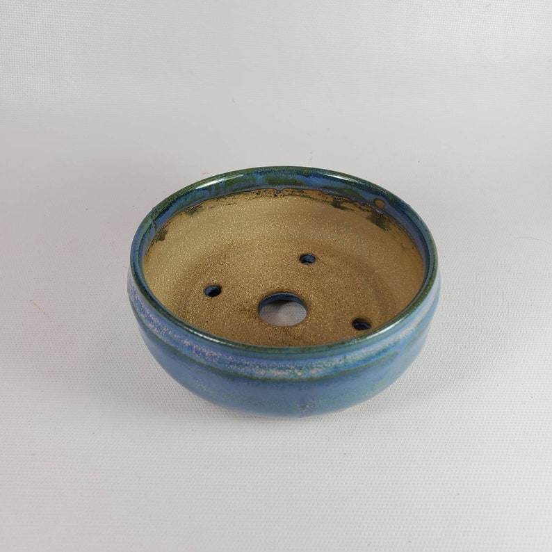 4.5 Handmade Bonsai Pot in blues stoneware pottery