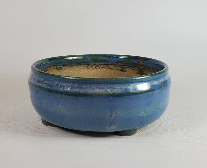 4.5 Handmade Bonsai Pot in blues stoneware pottery