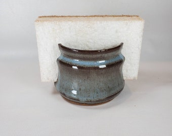Sponge Holder in blue brown stoneware pottery