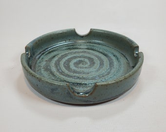 4.5" ashtray in teal green stoneware pottery