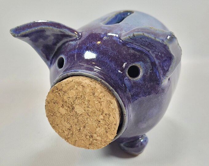 Handmade Piggy Bank in Purple Stoneware Pottery Etsy