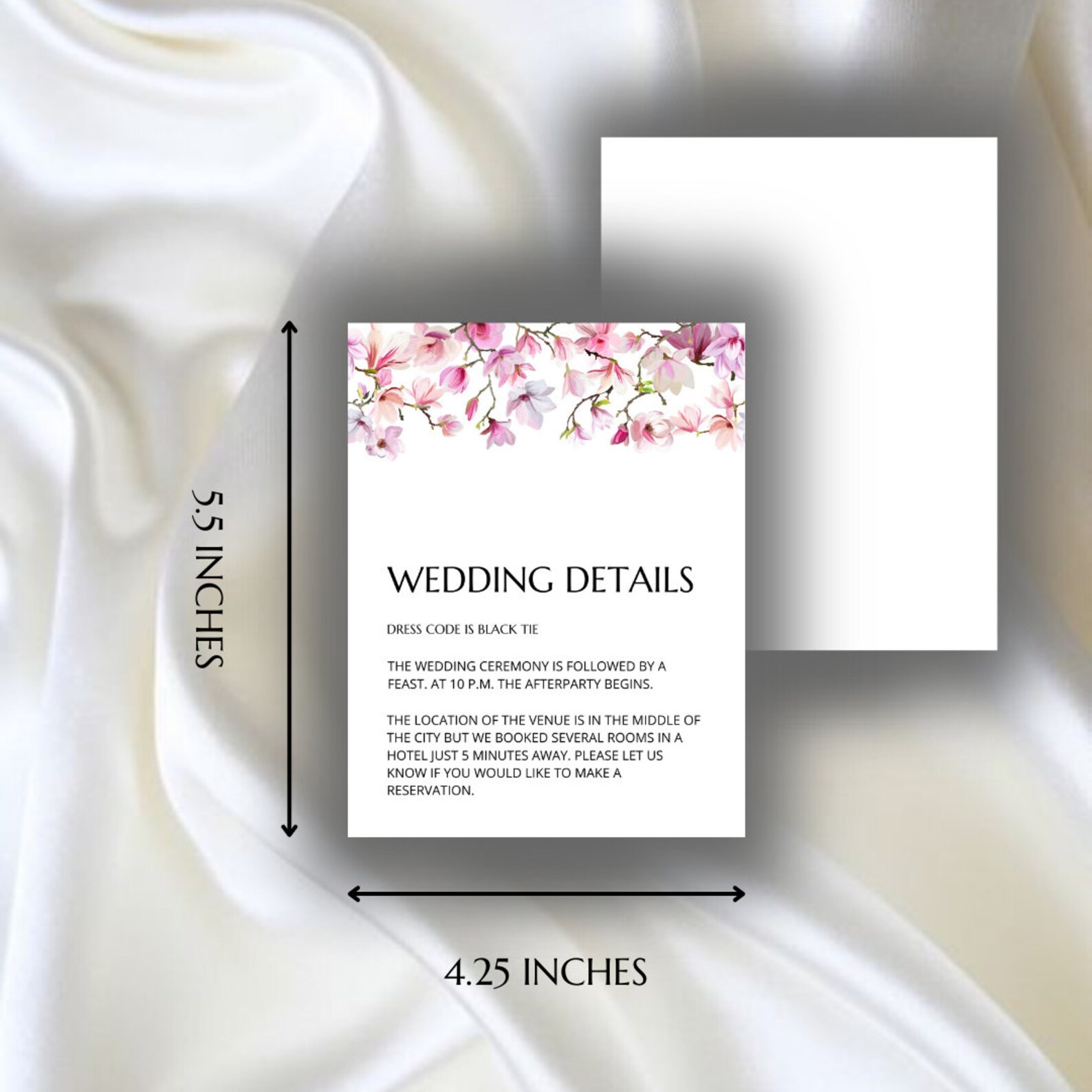 White Pink Flowers Floral Wedding Invitation Template, RSVP and Wedding ...