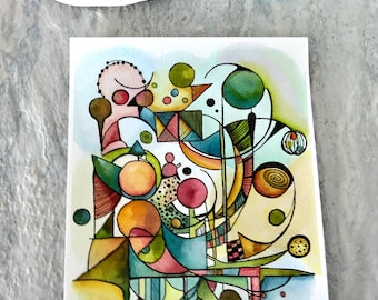 Originele abstracte aquarel: gekooide bollen inktillustratie