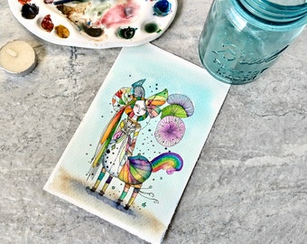 Unicorn Girl, Watercolor Painting,  Not A Print, Hand Painted Original,  Rainbow Centaur, Ready to ship