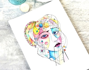 Migraine Tinnitus and Aura, Original Watercolor Painting, Not a Print, Abstract Surreal, Colorful, Ready to Ship