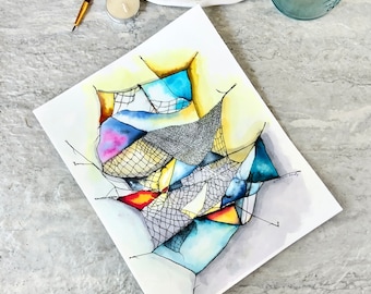 Originele abstracte aquarel: illustratie inktwasnetten