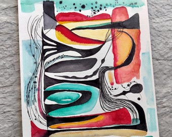 Original Abstract Watercolor Painting: The Rock Cycle