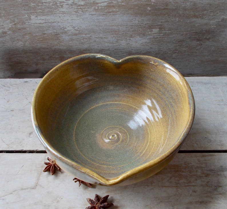 Heart Serving Bowl in Moss and Maple Heart Shaped Pasta Bowl Etsy
